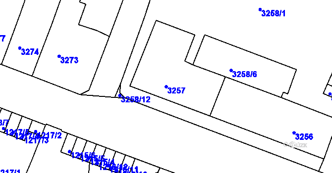 Parcela st. 3257 v KÚ Litoměřice, Katastrální mapa