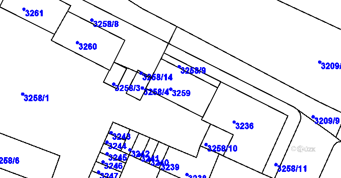 Parcela st. 3259 v KÚ Litoměřice, Katastrální mapa