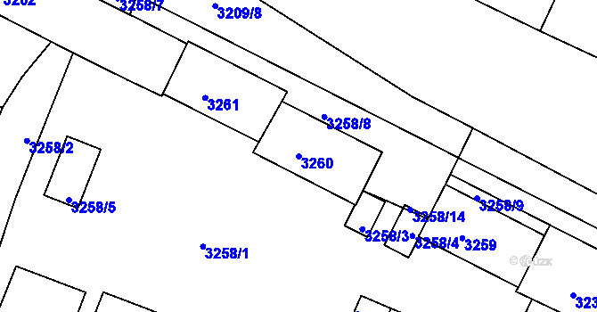 Parcela st. 3260 v KÚ Litoměřice, Katastrální mapa