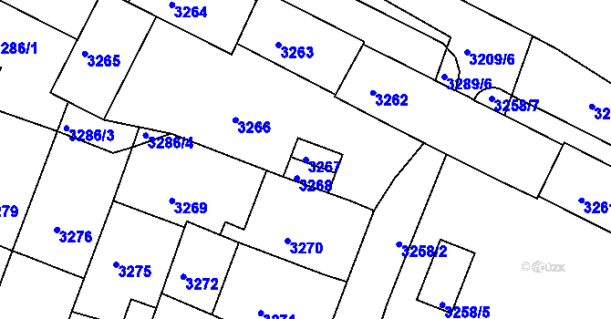 Parcela st. 3267 v KÚ Litoměřice, Katastrální mapa