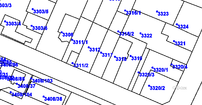 Parcela st. 3317 v KÚ Litoměřice, Katastrální mapa