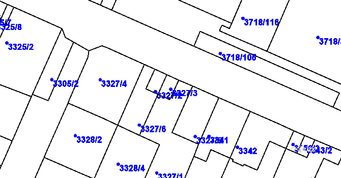Parcela st. 3327/3 v KÚ Litoměřice, Katastrální mapa