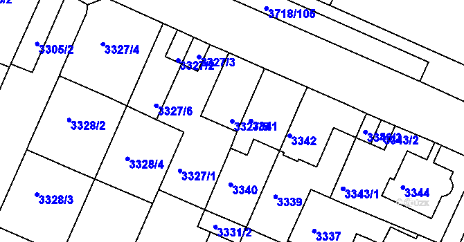 Parcela st. 3327/5 v KÚ Litoměřice, Katastrální mapa