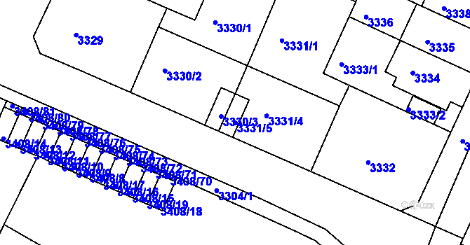 Parcela st. 3331/5 v KÚ Litoměřice, Katastrální mapa