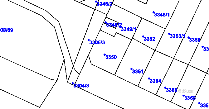 Parcela st. 3350 v KÚ Litoměřice, Katastrální mapa