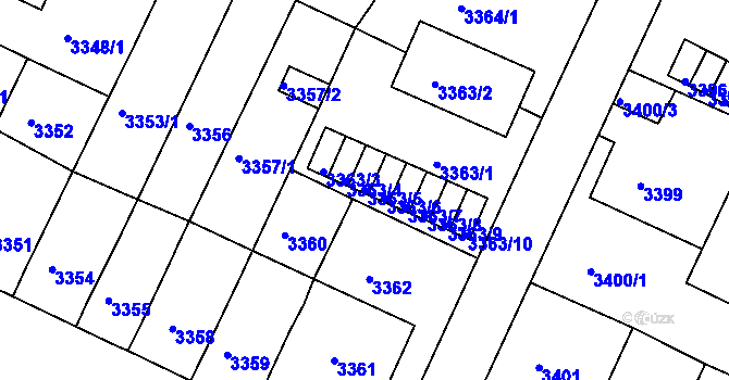 Parcela st. 3363/5 v KÚ Litoměřice, Katastrální mapa