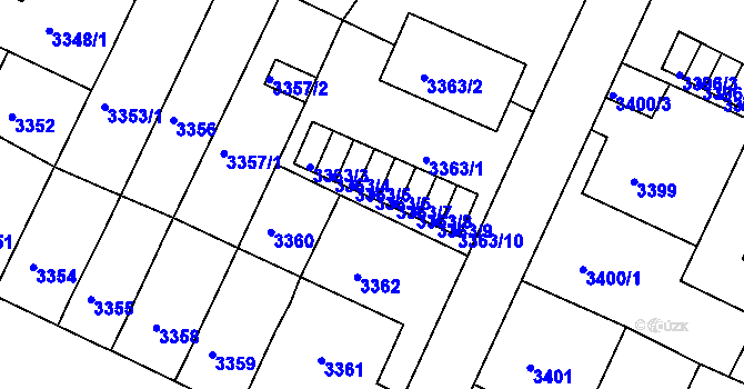Parcela st. 3363/6 v KÚ Litoměřice, Katastrální mapa