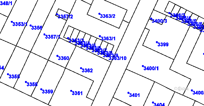 Parcela st. 3363/9 v KÚ Litoměřice, Katastrální mapa