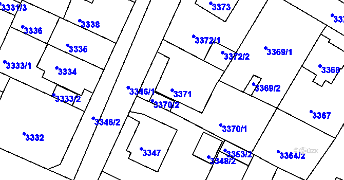 Parcela st. 3371 v KÚ Litoměřice, Katastrální mapa
