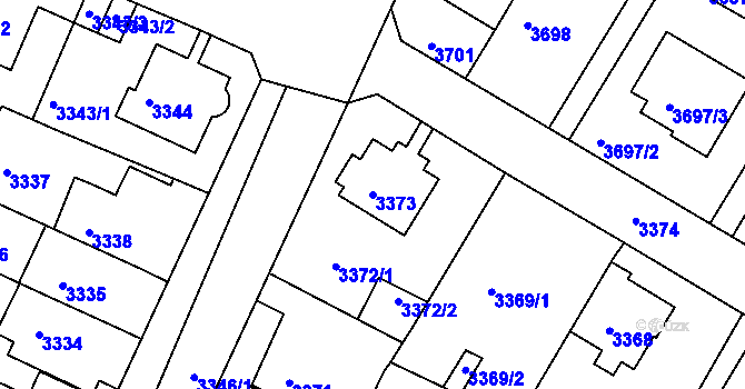 Parcela st. 3373 v KÚ Litoměřice, Katastrální mapa