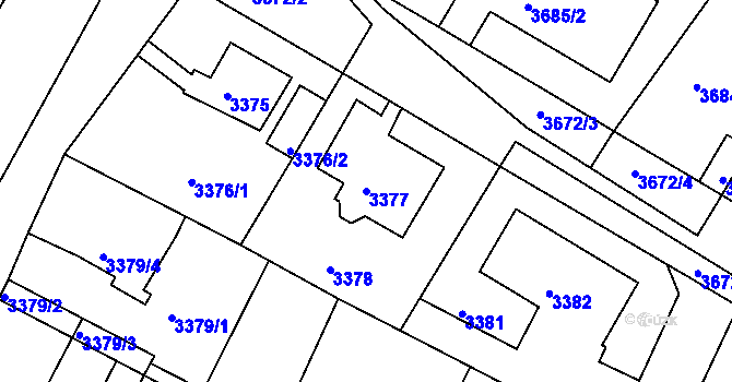 Parcela st. 3377 v KÚ Litoměřice, Katastrální mapa