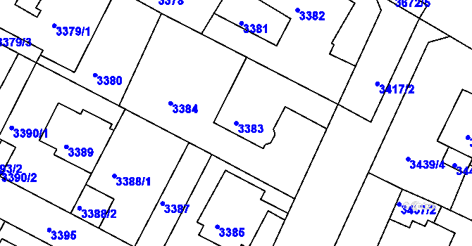 Parcela st. 3383 v KÚ Litoměřice, Katastrální mapa