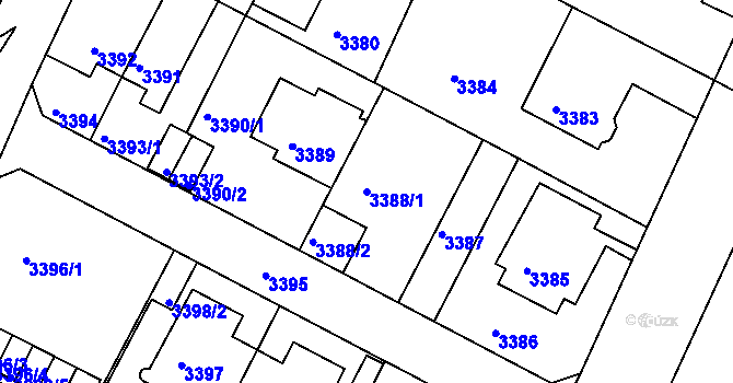 Parcela st. 3388/1 v KÚ Litoměřice, Katastrální mapa
