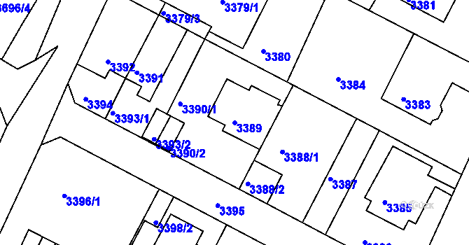 Parcela st. 3389 v KÚ Litoměřice, Katastrální mapa