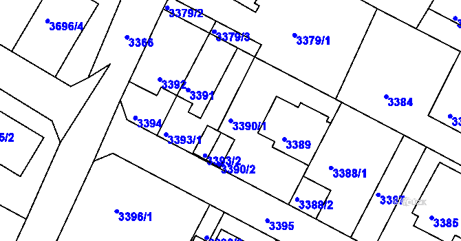 Parcela st. 3390/1 v KÚ Litoměřice, Katastrální mapa