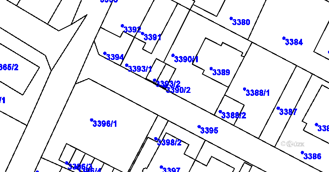 Parcela st. 3390/2 v KÚ Litoměřice, Katastrální mapa