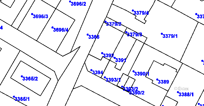 Parcela st. 3392 v KÚ Litoměřice, Katastrální mapa