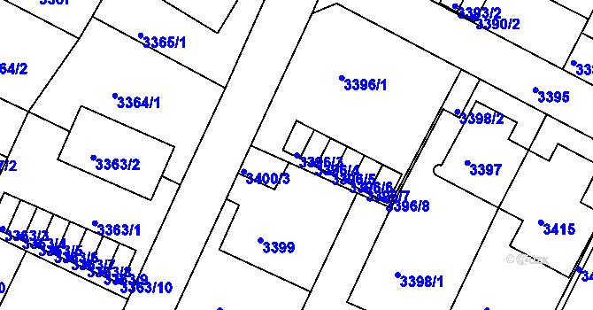 Parcela st. 3396/3 v KÚ Litoměřice, Katastrální mapa