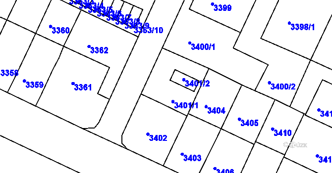 Parcela st. 3401 v KÚ Litoměřice, Katastrální mapa