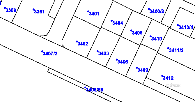 Parcela st. 3403 v KÚ Litoměřice, Katastrální mapa