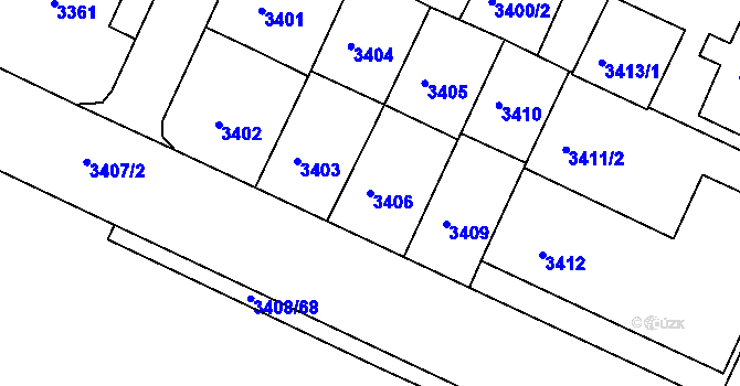 Parcela st. 3406 v KÚ Litoměřice, Katastrální mapa