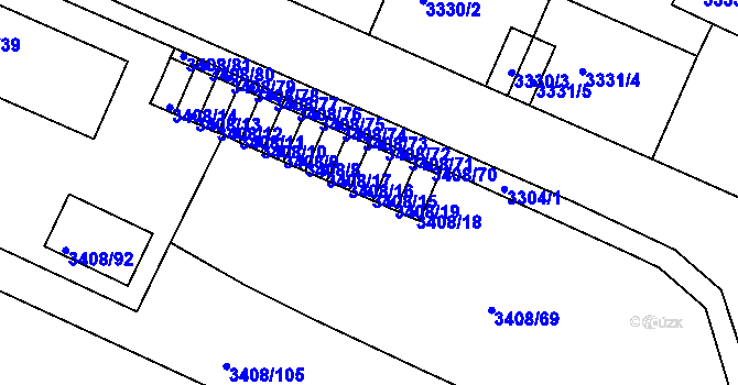 Parcela st. 3408/15 v KÚ Litoměřice, Katastrální mapa