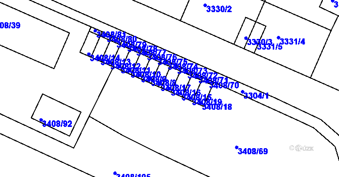 Parcela st. 3408/16 v KÚ Litoměřice, Katastrální mapa
