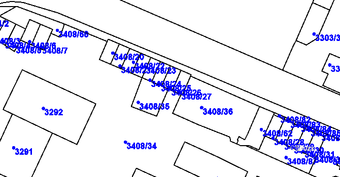 Parcela st. 3408/26 v KÚ Litoměřice, Katastrální mapa