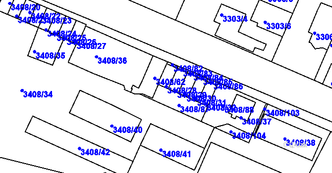 Parcela st. 3408/28 v KÚ Litoměřice, Katastrální mapa