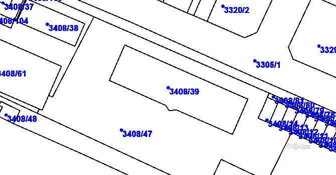 Parcela st. 3408/39 v KÚ Litoměřice, Katastrální mapa