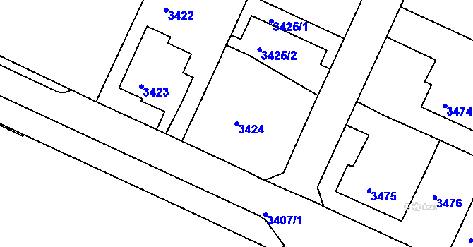Parcela st. 3424 v KÚ Litoměřice, Katastrální mapa