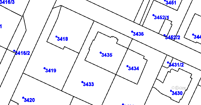 Parcela st. 3435 v KÚ Litoměřice, Katastrální mapa
