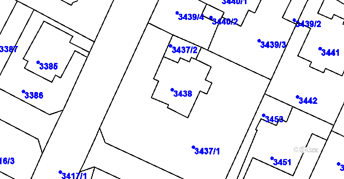 Parcela st. 3438 v KÚ Litoměřice, Katastrální mapa