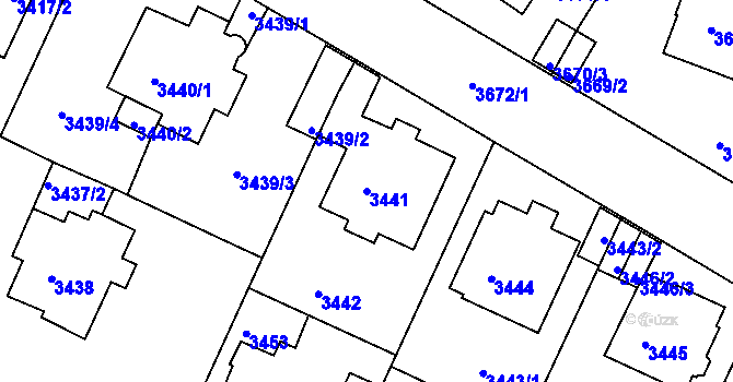 Parcela st. 3441 v KÚ Litoměřice, Katastrální mapa