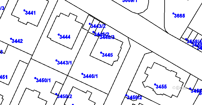 Parcela st. 3445 v KÚ Litoměřice, Katastrální mapa
