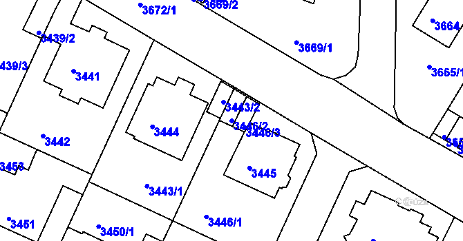 Parcela st. 3446/2 v KÚ Litoměřice, Katastrální mapa