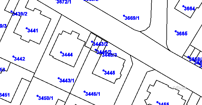 Parcela st. 3446/3 v KÚ Litoměřice, Katastrální mapa