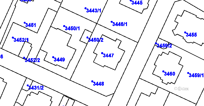 Parcela st. 3447 v KÚ Litoměřice, Katastrální mapa