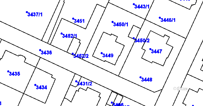 Parcela st. 3449 v KÚ Litoměřice, Katastrální mapa