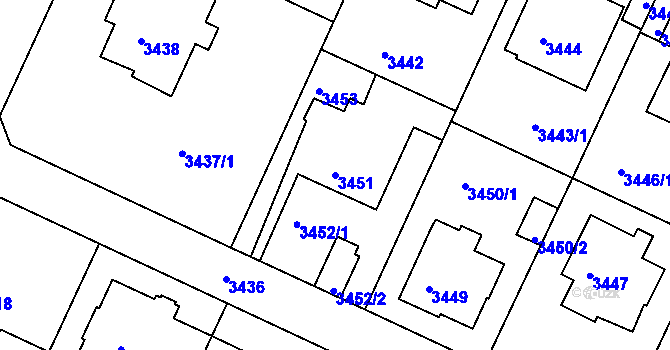 Parcela st. 3451 v KÚ Litoměřice, Katastrální mapa