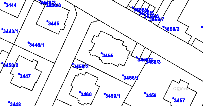 Parcela st. 3455 v KÚ Litoměřice, Katastrální mapa