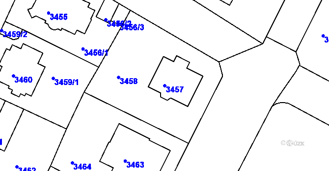 Parcela st. 3457 v KÚ Litoměřice, Katastrální mapa
