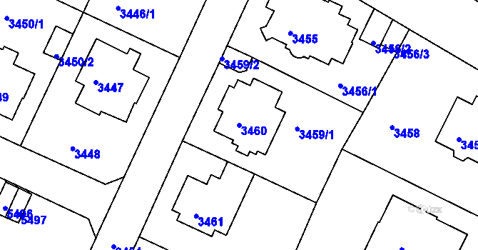 Parcela st. 3460 v KÚ Litoměřice, Katastrální mapa