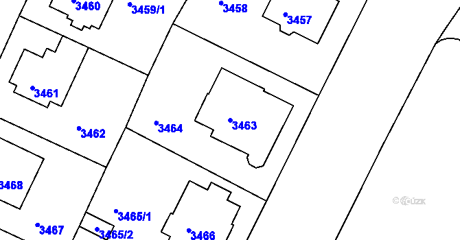 Parcela st. 3463 v KÚ Litoměřice, Katastrální mapa