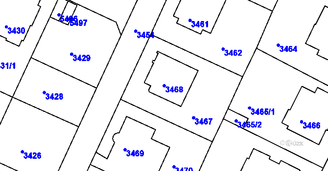Parcela st. 3468 v KÚ Litoměřice, Katastrální mapa