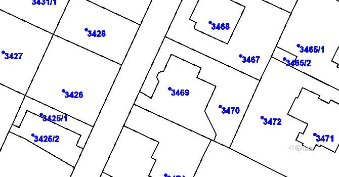 Parcela st. 3469 v KÚ Litoměřice, Katastrální mapa