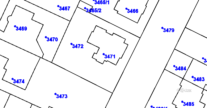 Parcela st. 3471 v KÚ Litoměřice, Katastrální mapa
