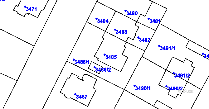 Parcela st. 3485 v KÚ Litoměřice, Katastrální mapa