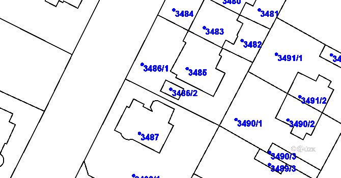 Parcela st. 3486/2 v KÚ Litoměřice, Katastrální mapa