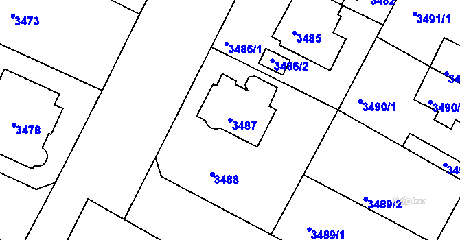 Parcela st. 3487 v KÚ Litoměřice, Katastrální mapa